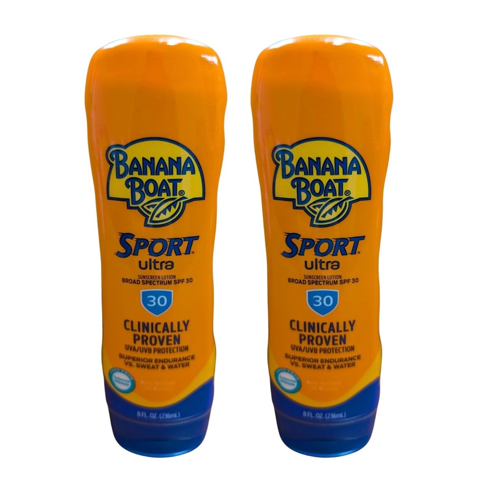 Banana Boat Ultra Sport Sunscreen Lotion, SPF 30 - 8oz, Lot of 2 Exp 09/26